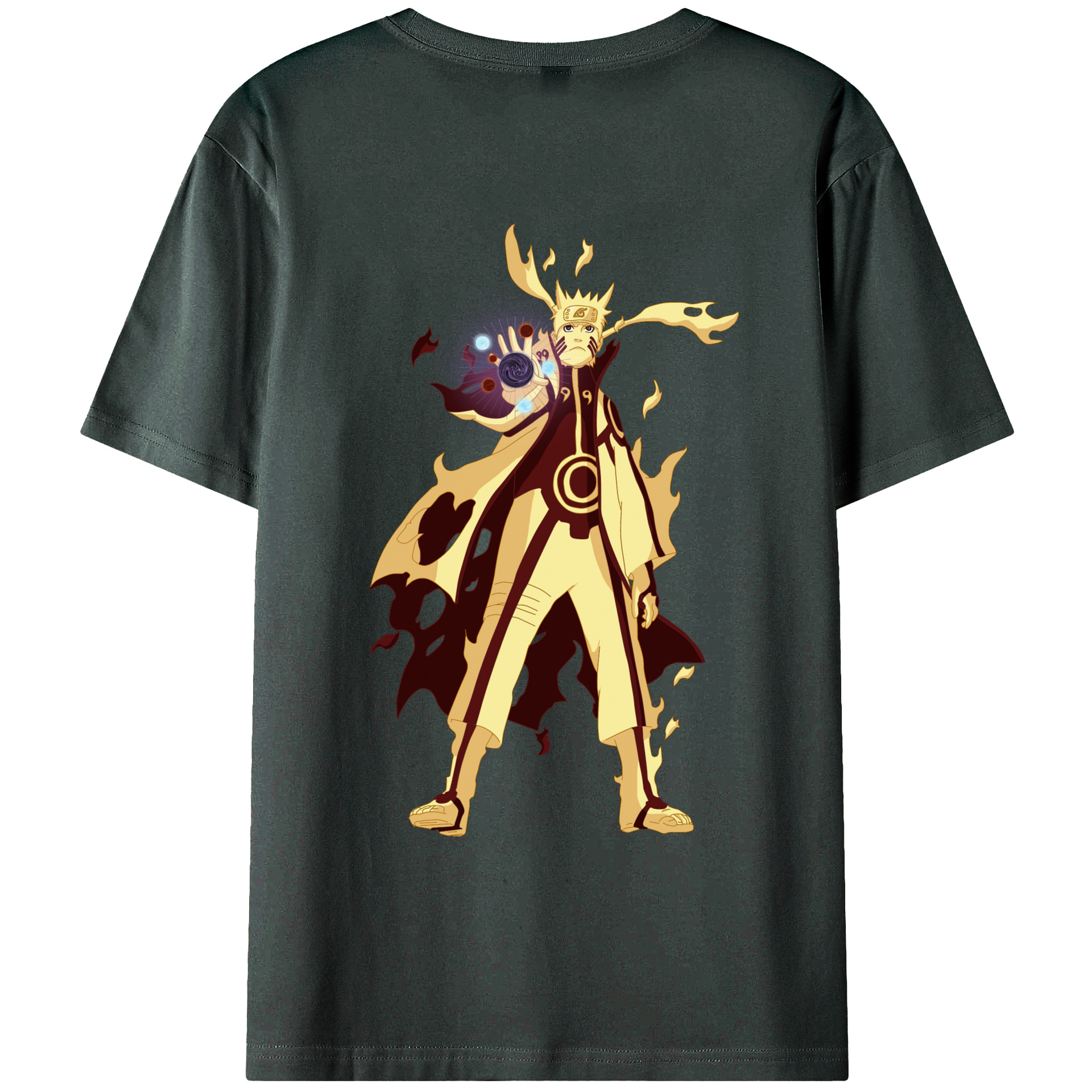 （画像用） NARUTO -ナルト- うずまき ナルト Uzumaki Naruto 綿100％ メンズ半袖Tシャツ（バックプリント） 通気性